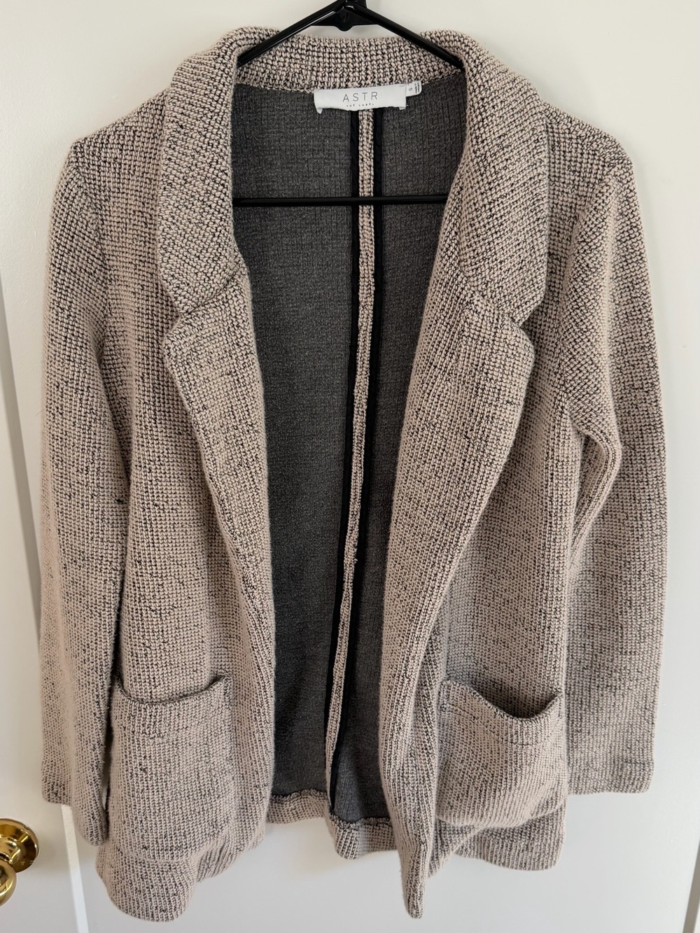 ASTR the Label Textured Knit Open-Front Blazer Small